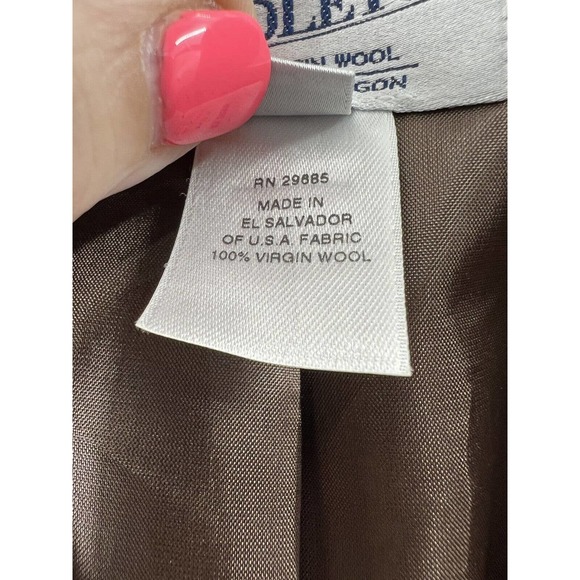 Pendleton Women's 100% Wool Cropped Blazer Herringbone Check Brown Size 14 EUC - Picture 5 of 9